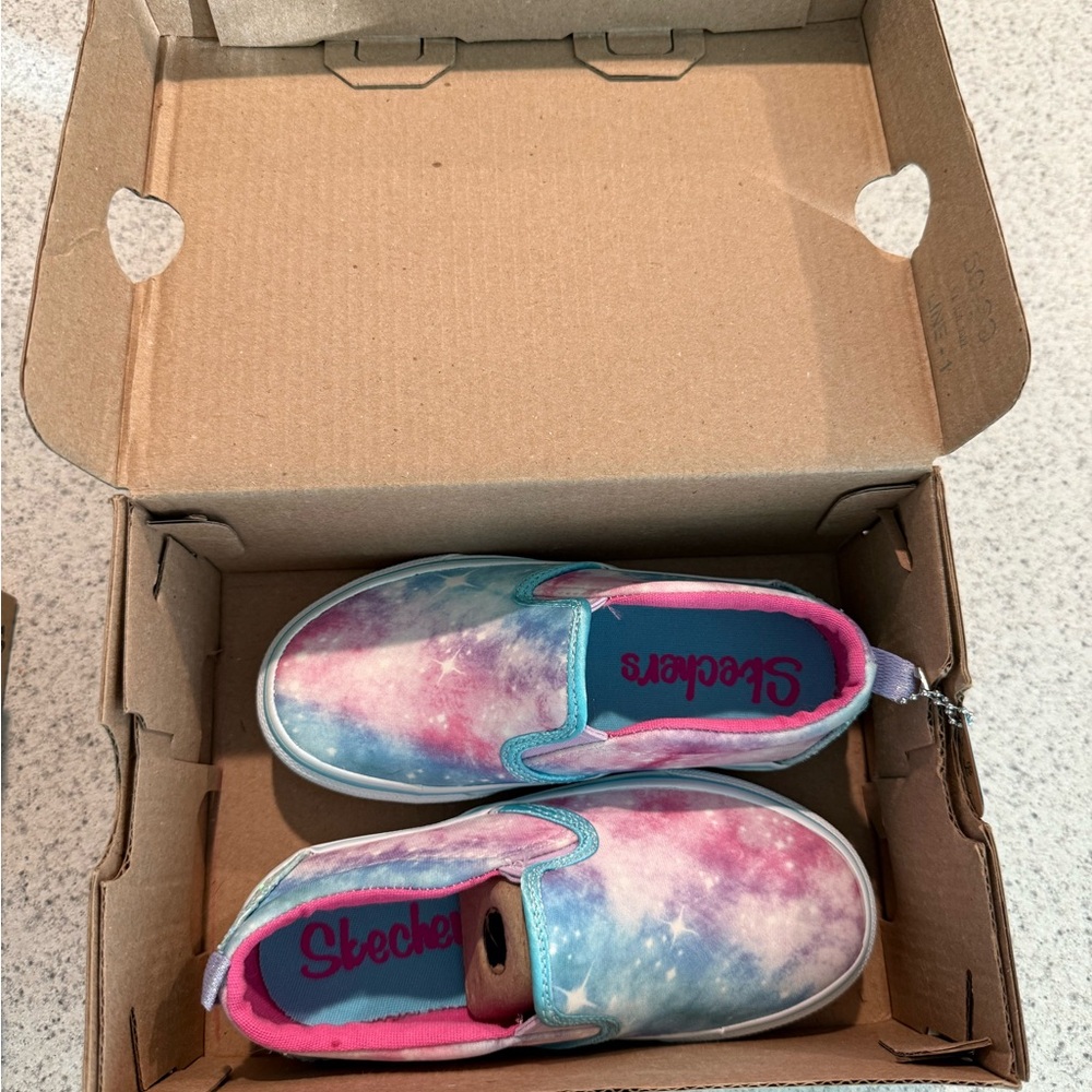 Skechers Marley Sparkle Toddler girl Pink and Blue Tie-Dye Slip-On Sneakers 10.5